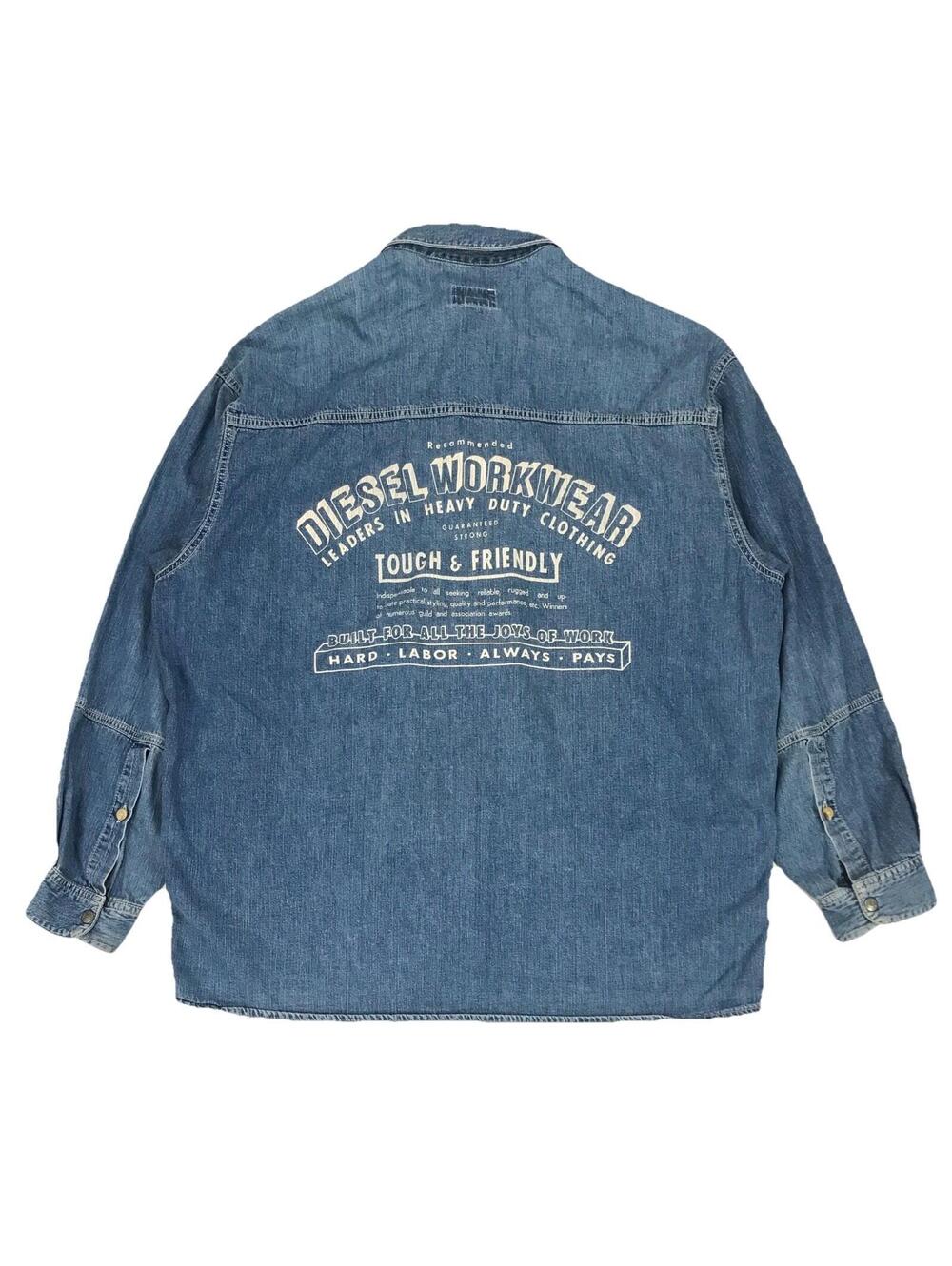 Diesel Workwear Denim Shirt Mens XL Blue Button Down Tough & Friendly Hipster